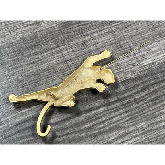 Large Vintage JJ Jonette 1988 Climbing Panther 4.25” Brooch Pin Matte Gold Tone - Picture 11 of 12